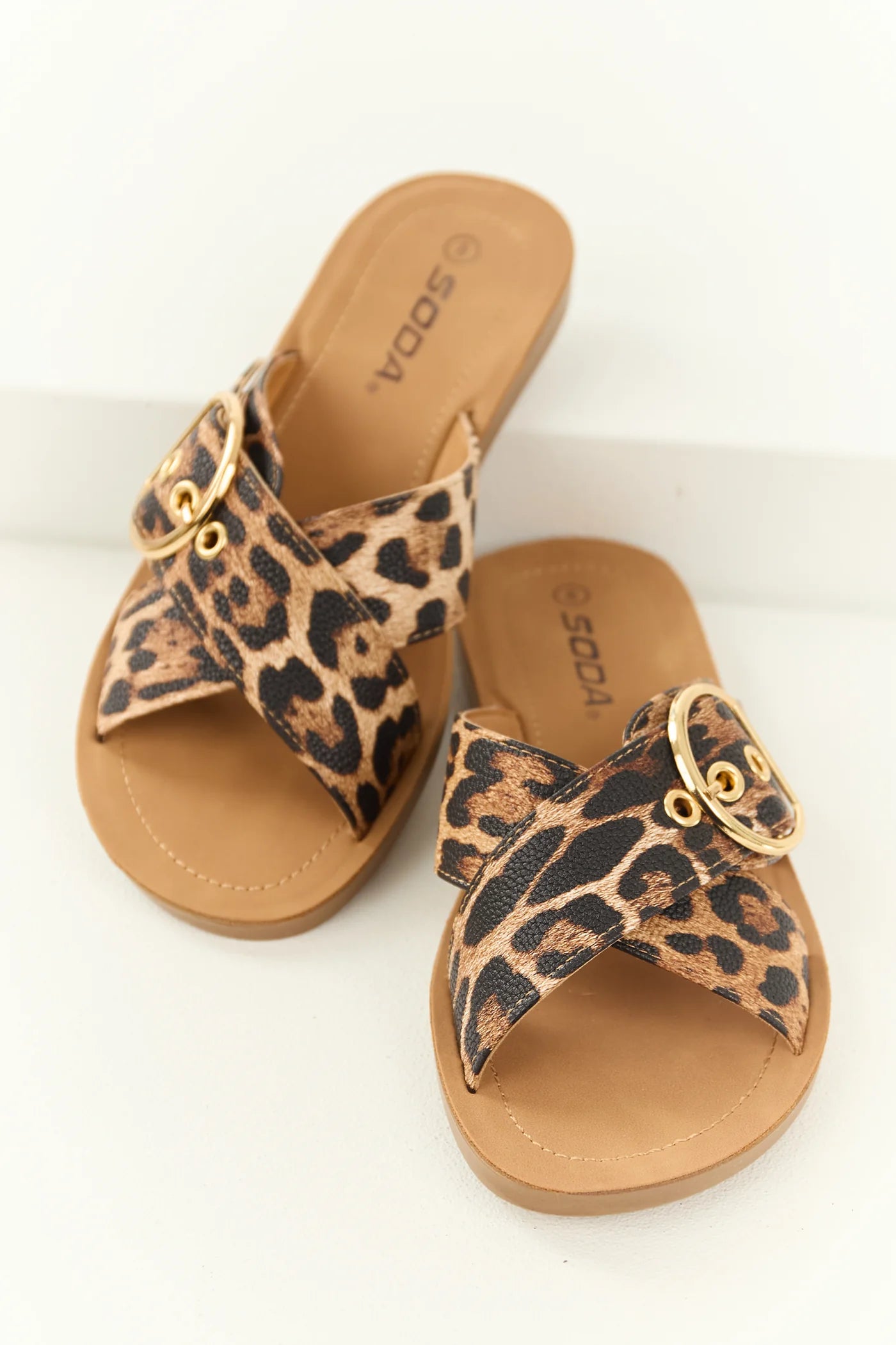 Soda Sandals Leopard with Buckle