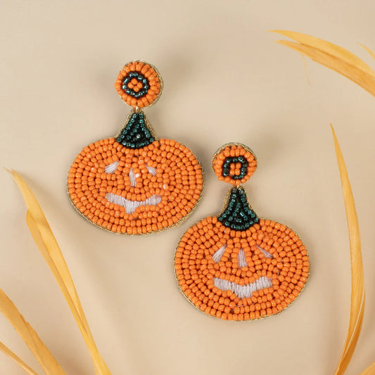 Pumpkin Beaded Earrings