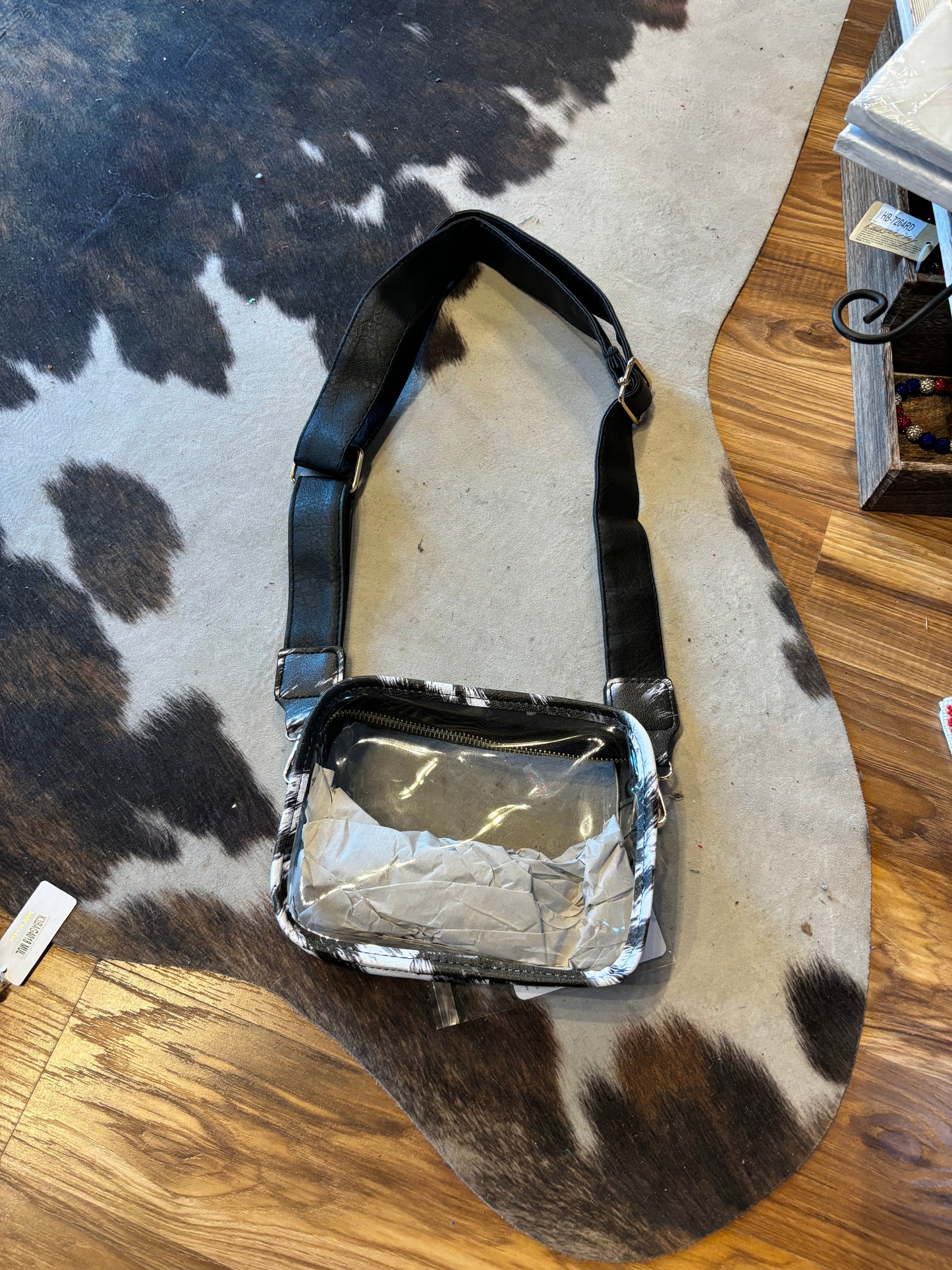 Clear bag with Cow print and replaceable strap