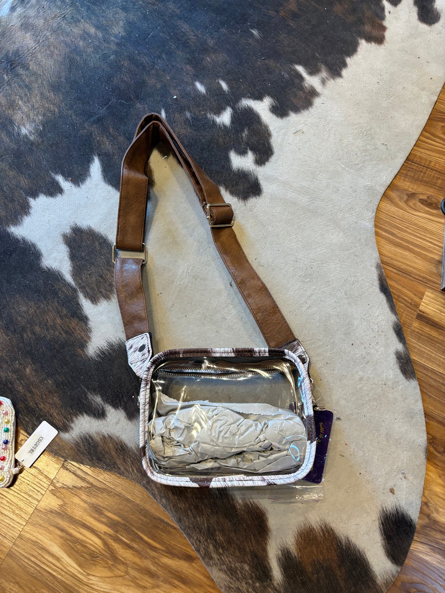 Clear bag with Cow print and replaceable strap