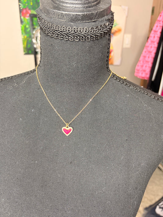 Dainty Pink Stone Heart Necklace