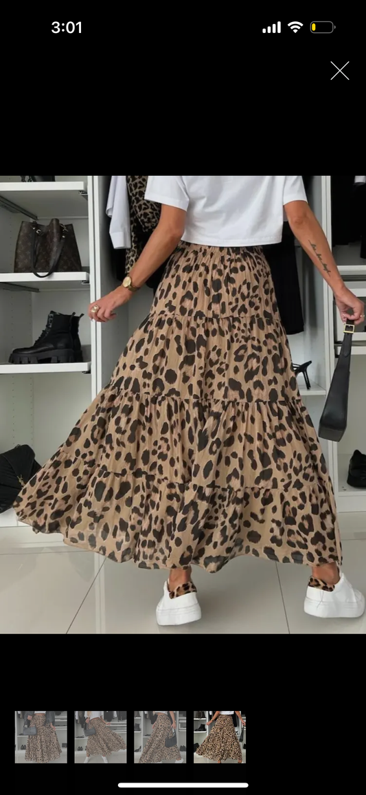 Leopard Boho Long Skirt