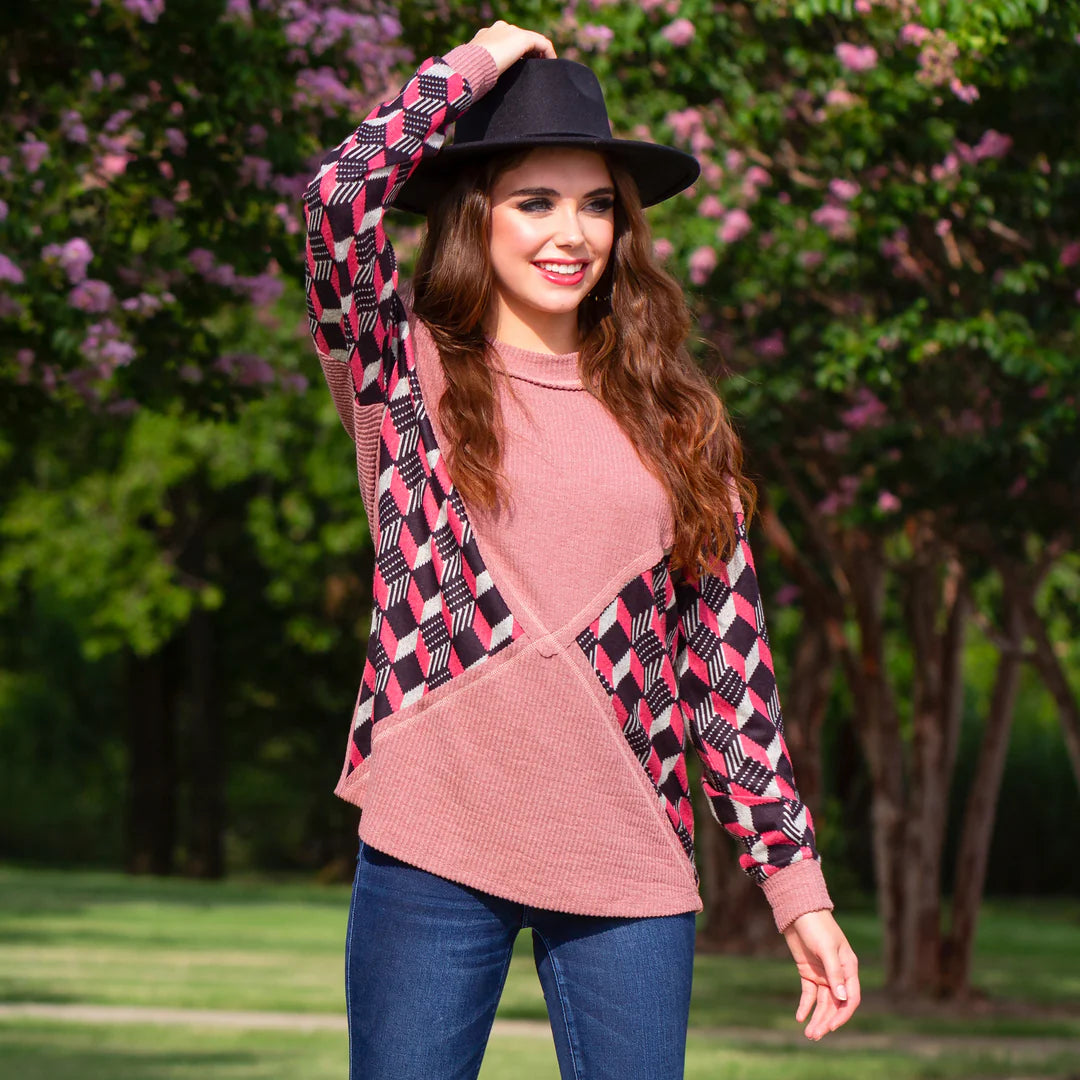 Mauve Matrix Waffle Top
