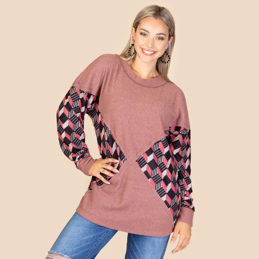 Mauve Matrix Waffle Top