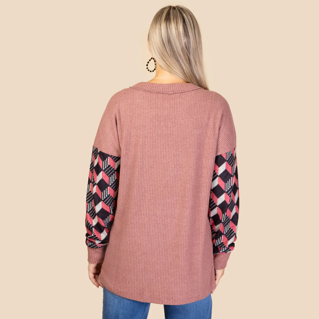 Mauve Matrix Waffle Top