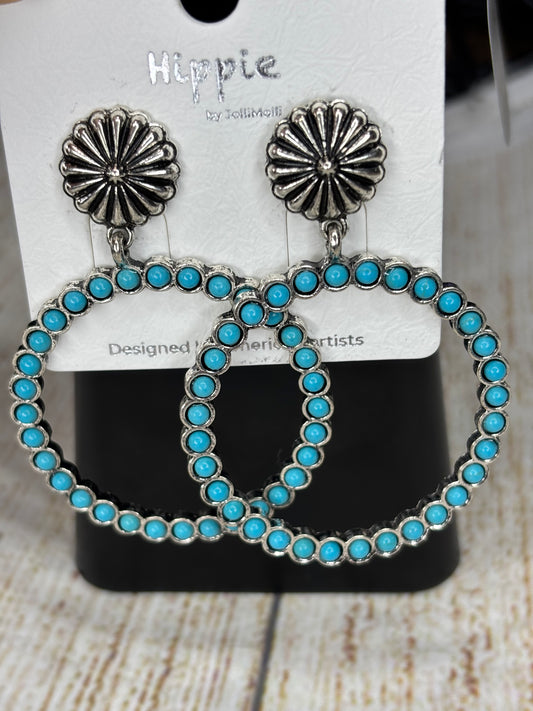 Turquoise Studded Hoops