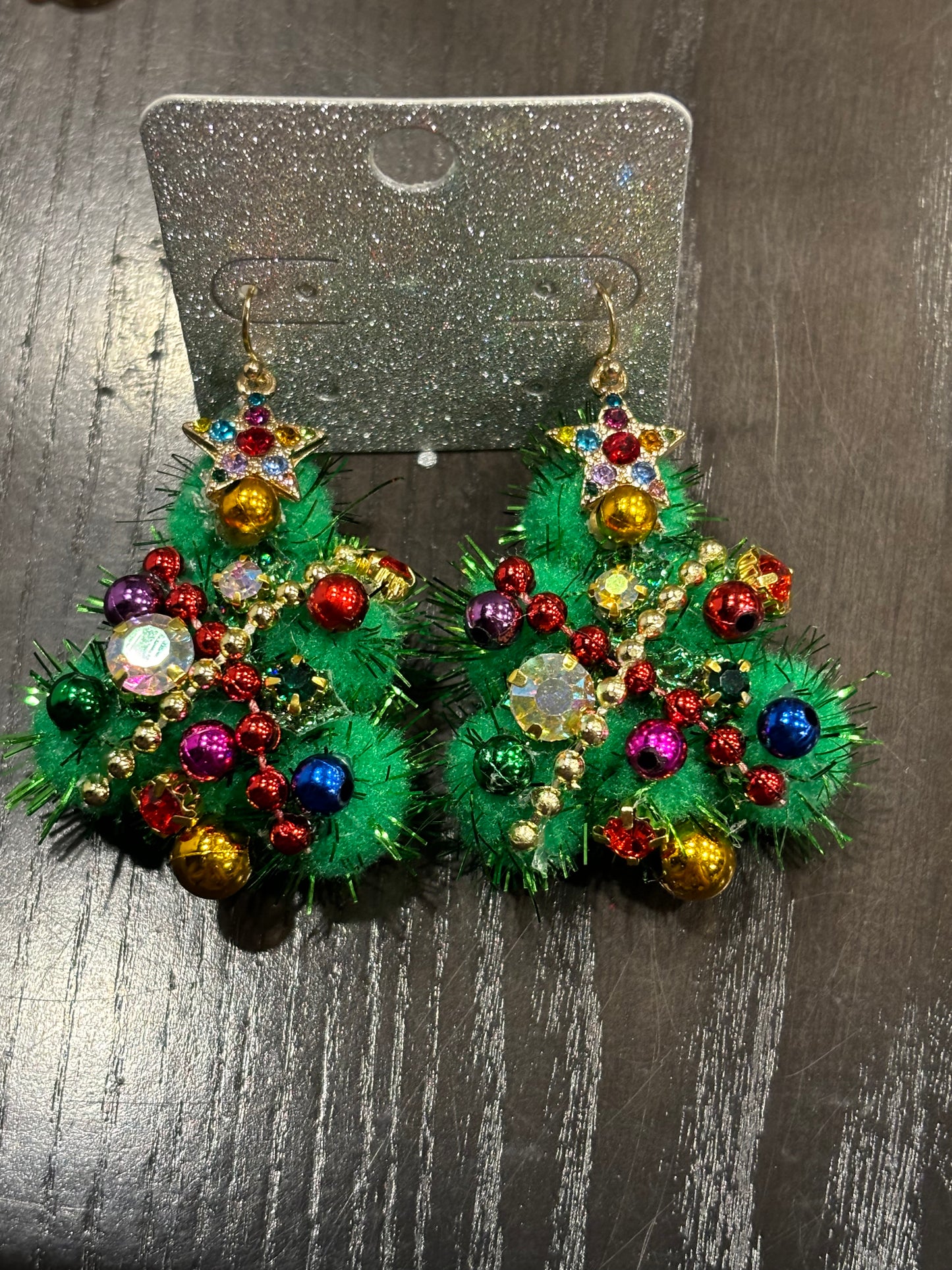 Pom Pom Christmas Tree Earrings