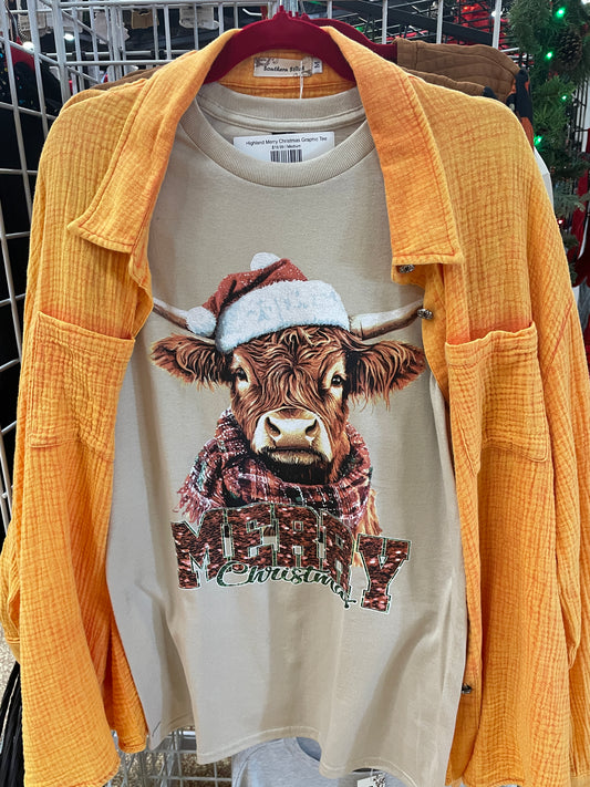 Highland Merry Christmas Graphic Tee