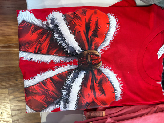 Red Bow Christmas Tee