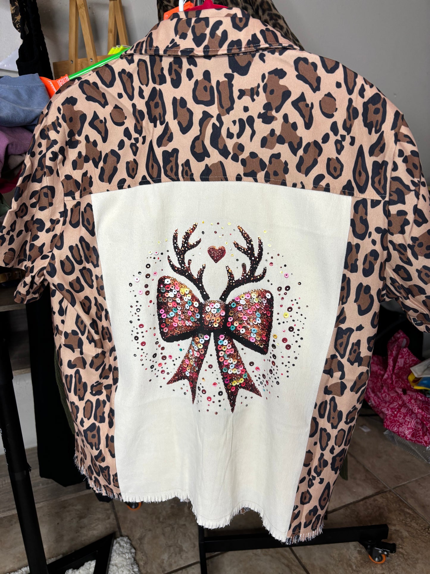 Leopard Button Down Graphic