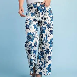 Gigio Cobalt Blue Floral Pants