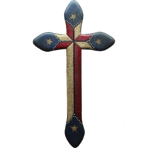 24" Red white and blue texas cross