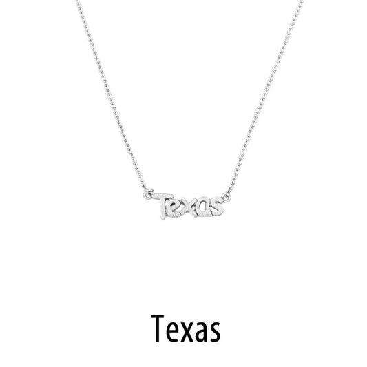 "TEXAS" Silver Necklace 16" with Extender