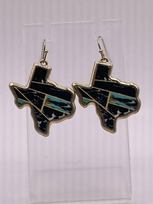 Black/Turquoise Texas Dangle Earrings