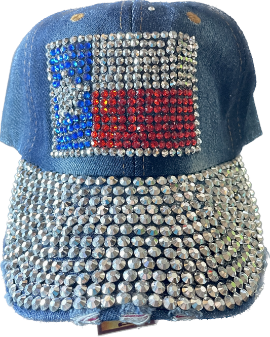 Blingy Ballcap with Texas Flag