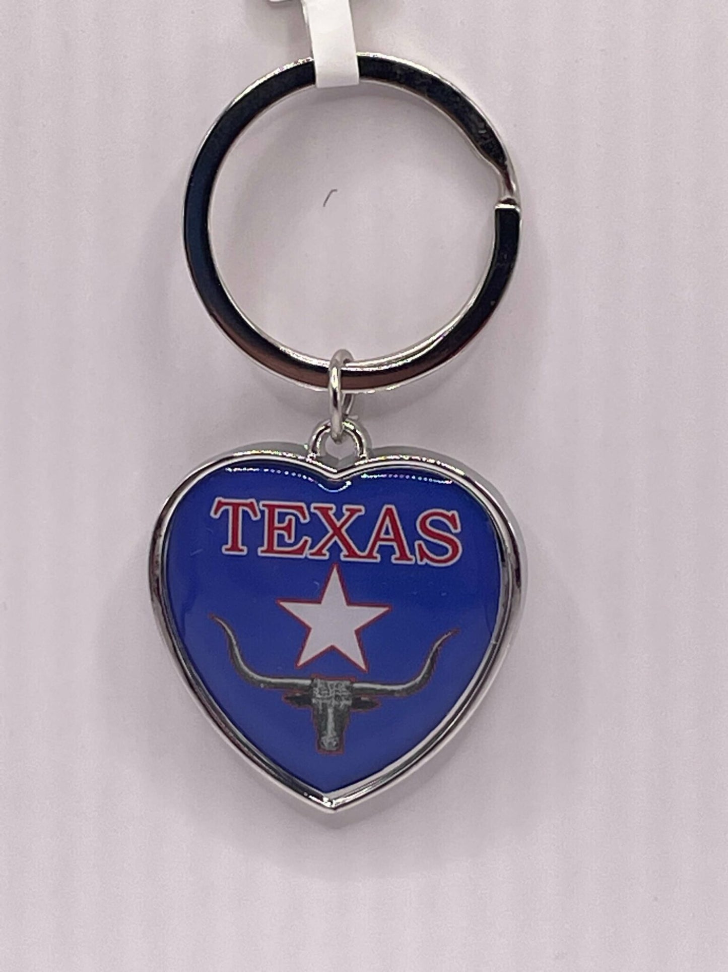 Blue Texas Star Heart Keychain