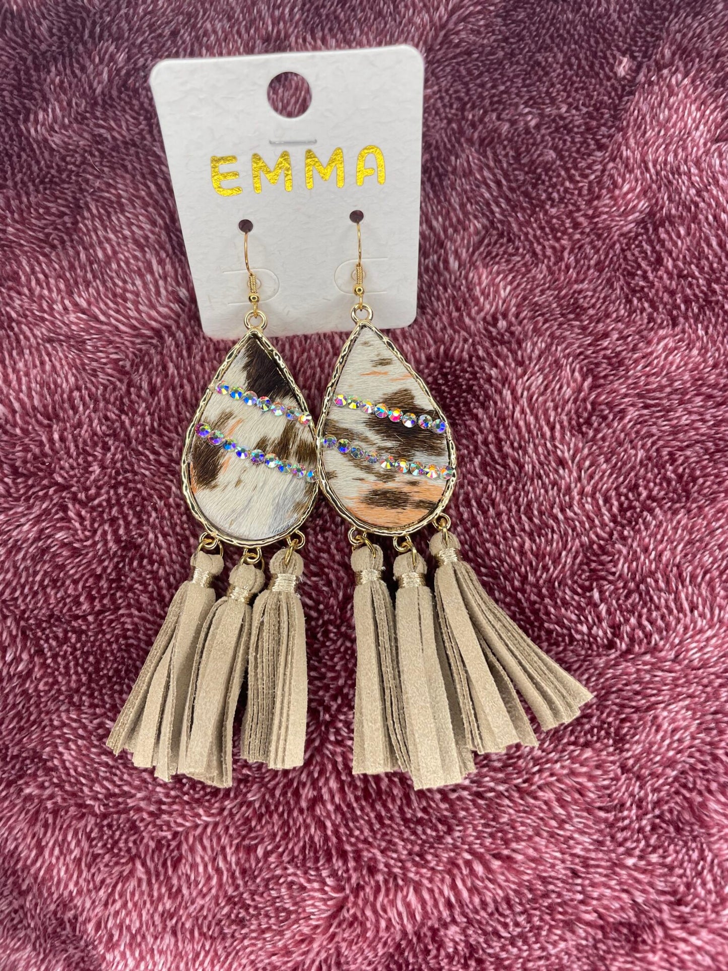 Cow Print Tassel Earrings