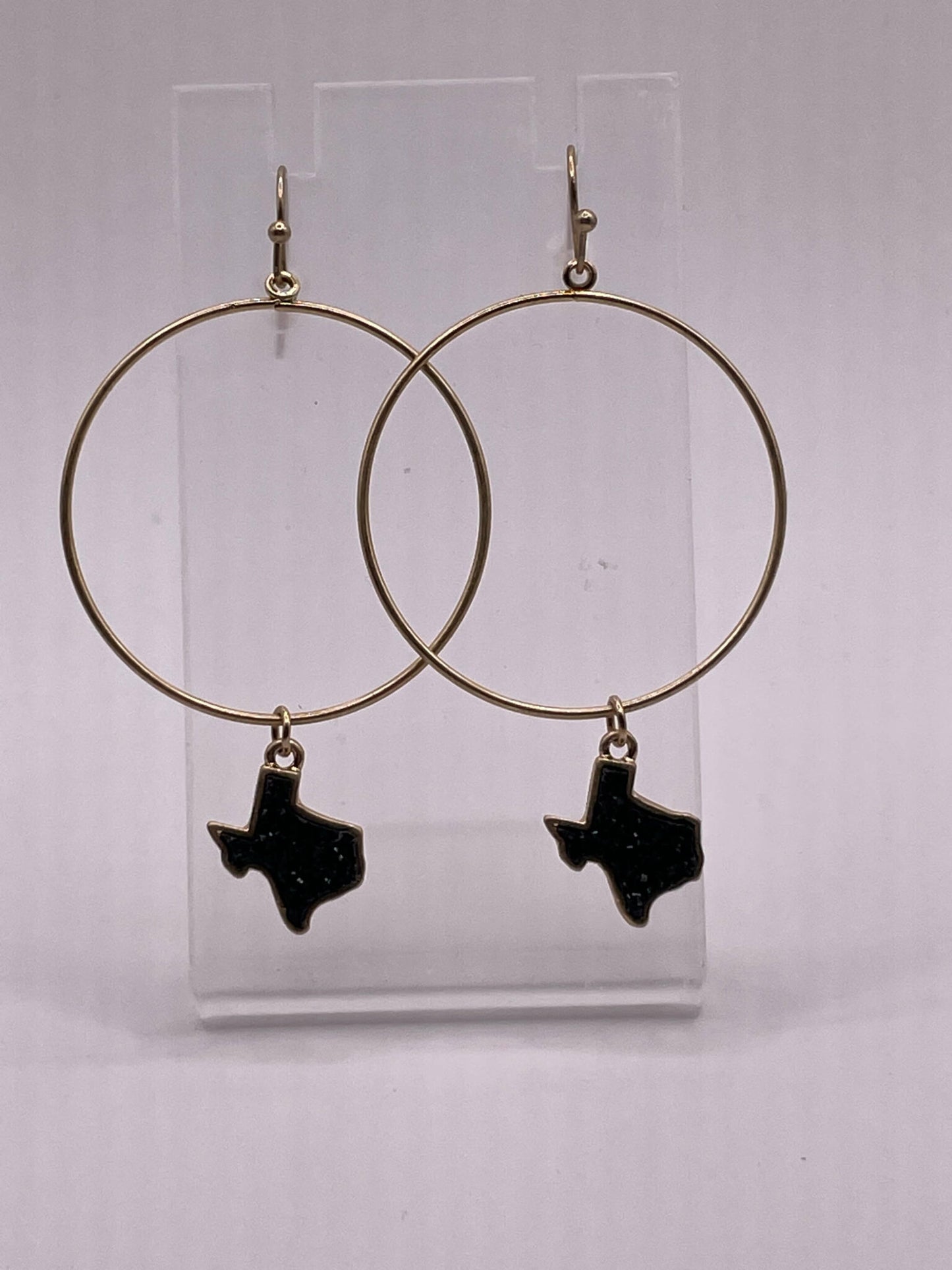 Gold Hoop Black Texas Dangle Earrings