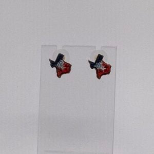 Gold Red White and Blue Texas Stud Earrings