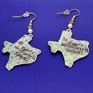 Green Don’t Mess with Texas Pearl Dangle Earrings