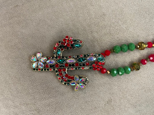 Long Christmas Cactus Necklace