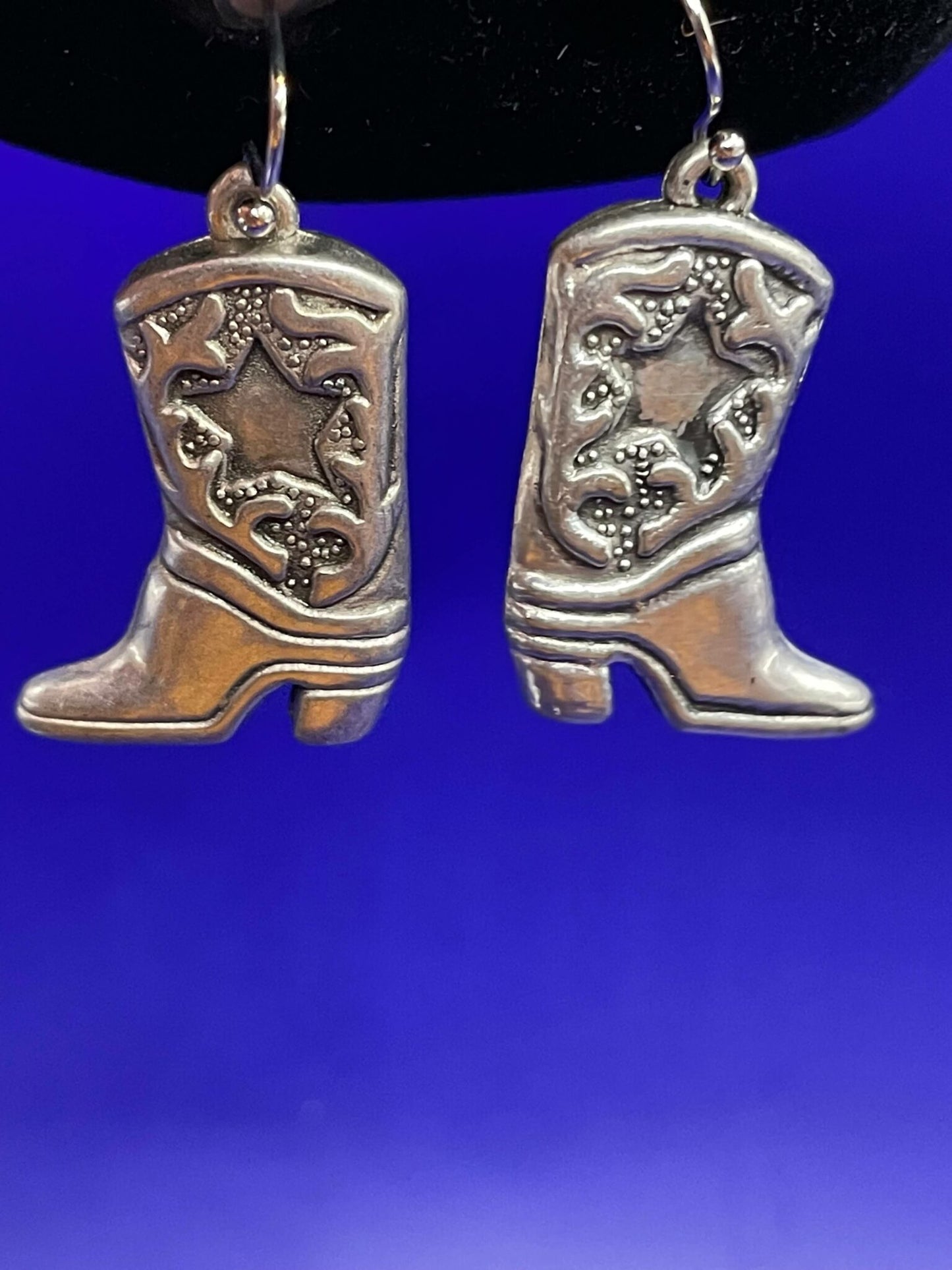 Silver Cowboy Boots Dangle Earrings