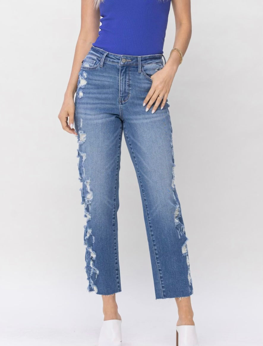 Judy Blue High Waisted Crop Denim Capris