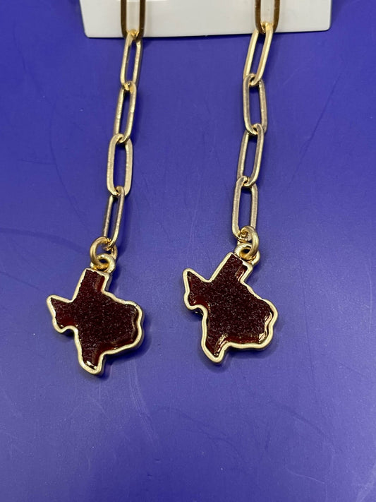 Sparkly Burgandy Texas Chain Dangle