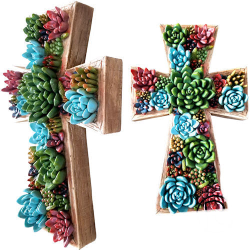 Succulent Wall Cross Plaque