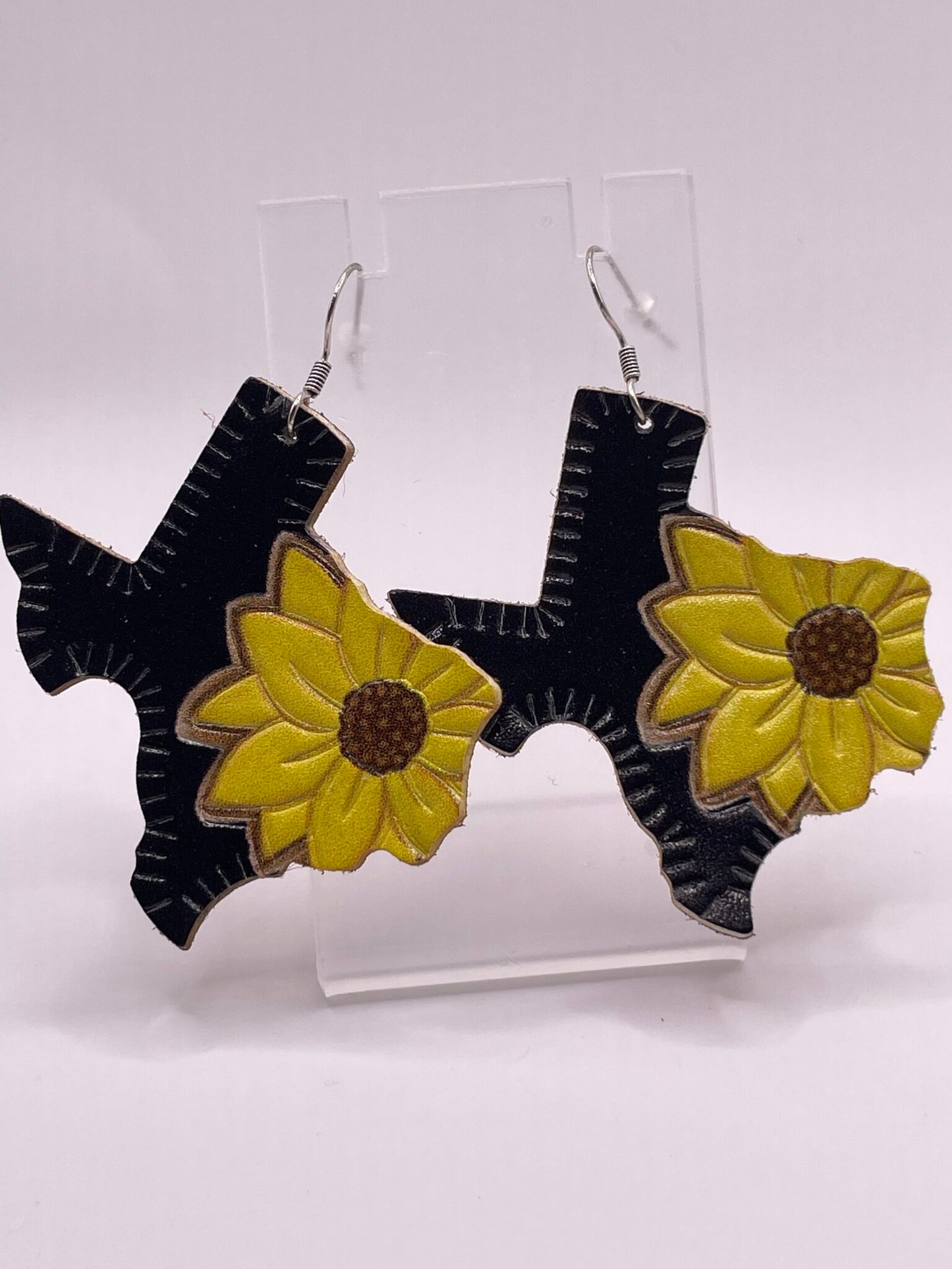 Sunflower Leather Texas Dangle Earring