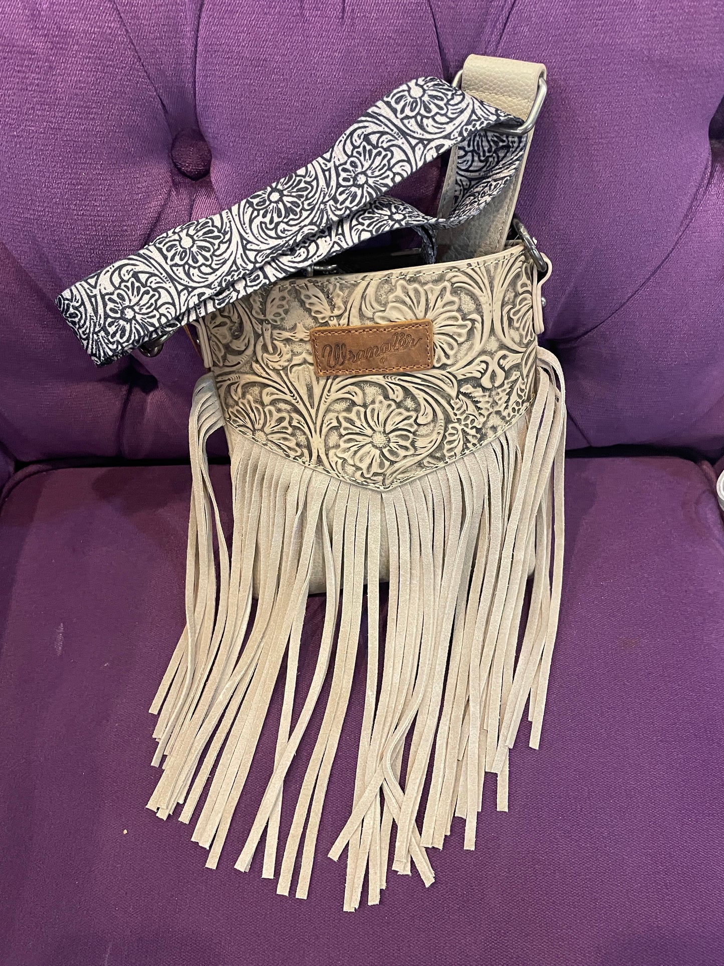 Wrangler Beige Crossbody with Fringe