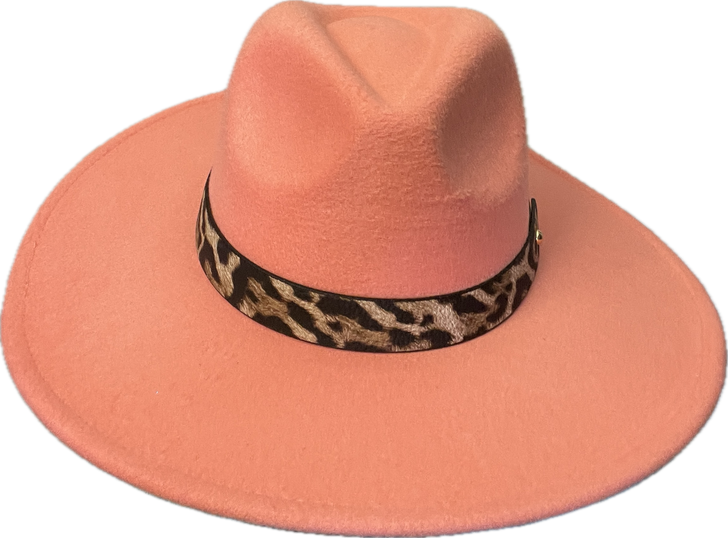 Peach Cowgirl Hat with Leopard band