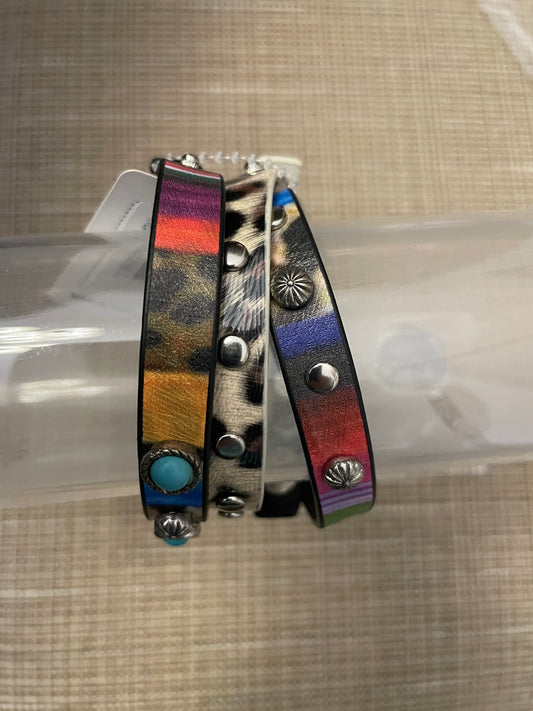 Serape & Leopard 3 Bracelet Set