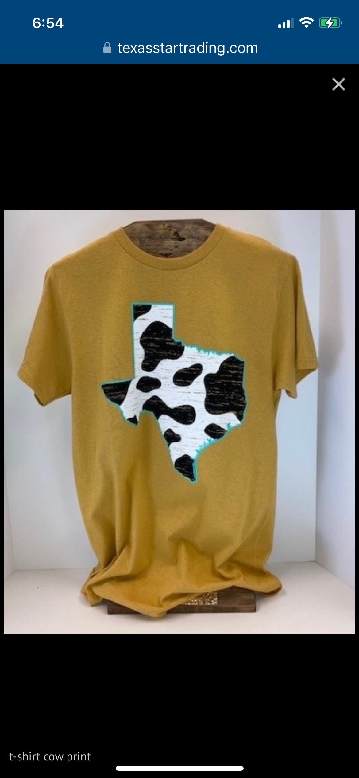 Mustard Texas Cow Print T-Shirt