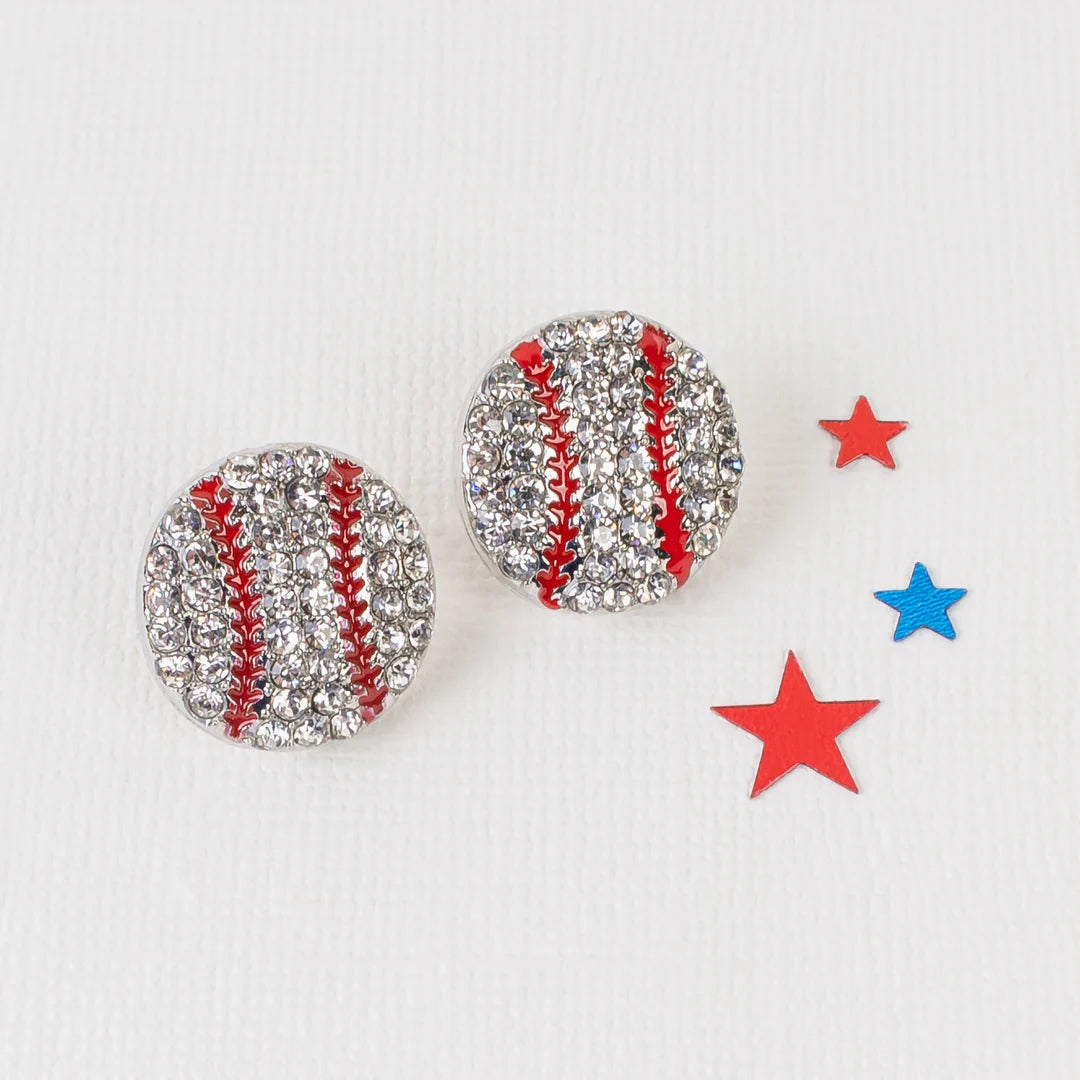 Baseball Rhinestone Earrings