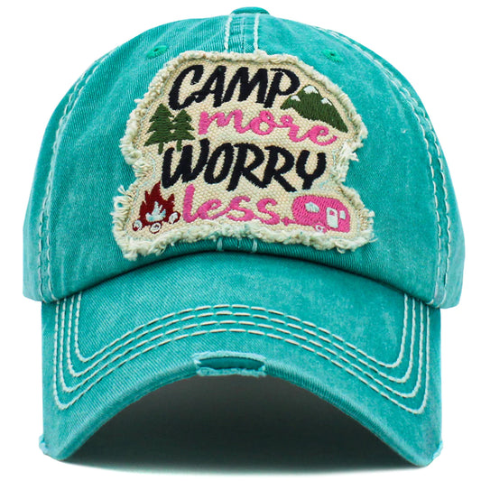 Camp More Worry Less hat - Turquoise