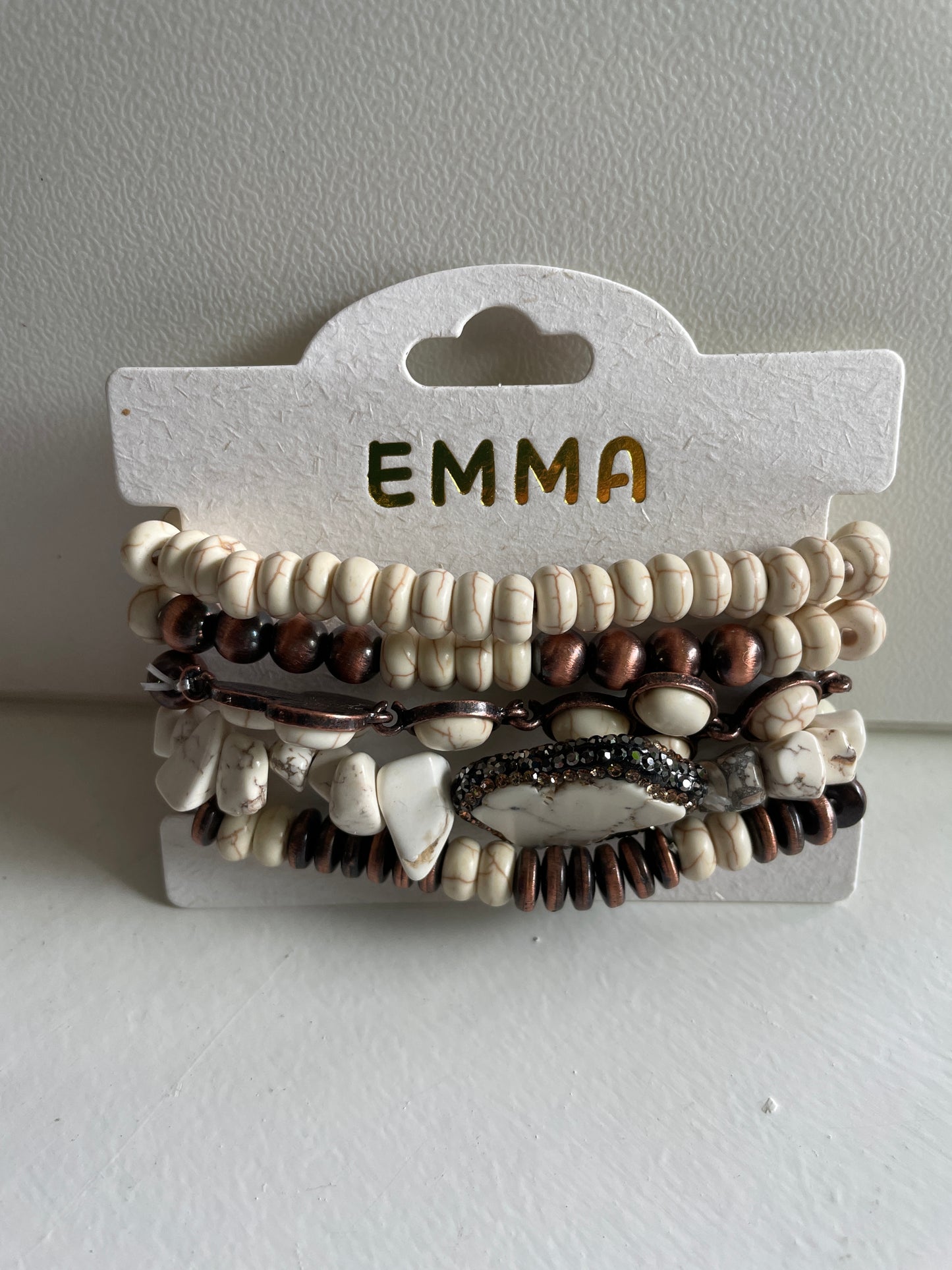 Cream Emma Stack Bracelet with Stone