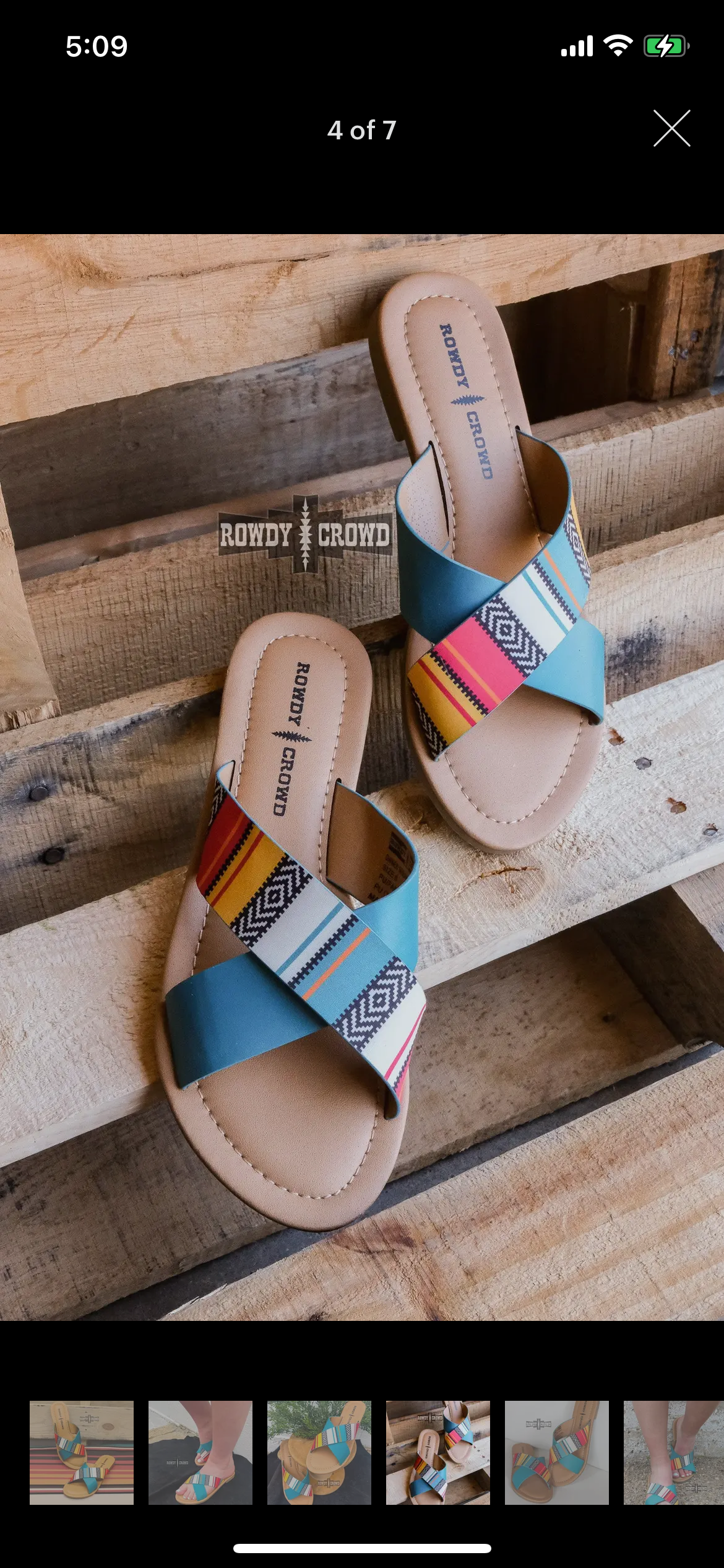 Teal Cross Strap Serape Sandals