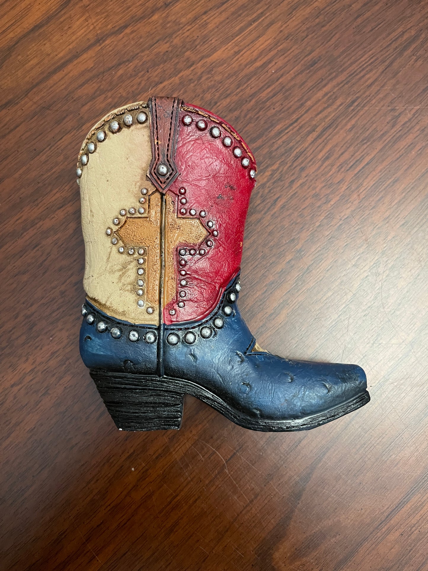 Red, White and Blue Boot with Cross Christmas Ornament