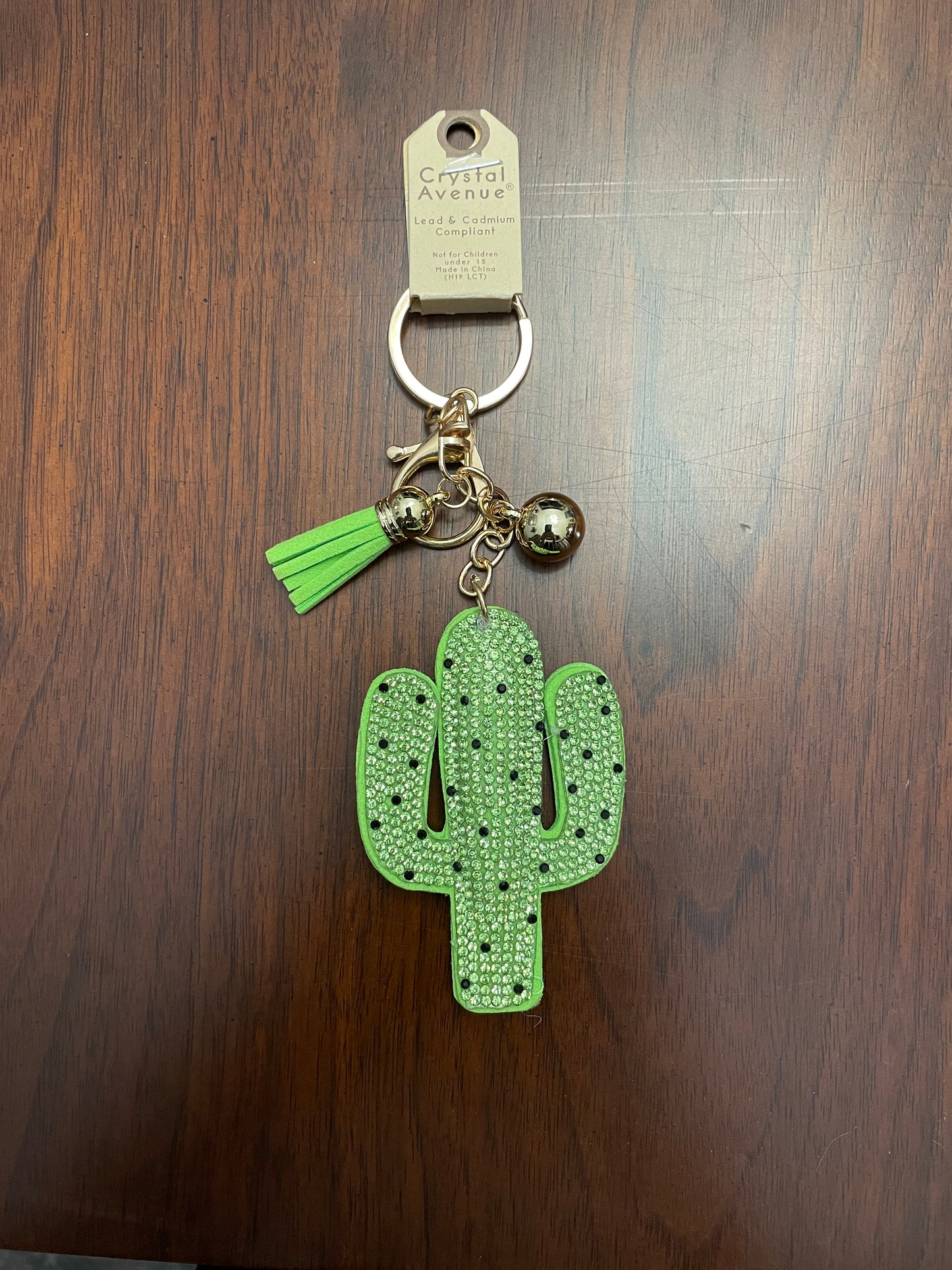 Sparkly Green Cactus Keychain