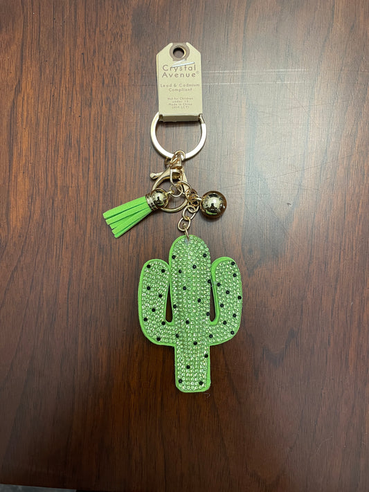 Sparkly Green Cactus Keychain