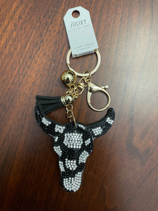 Sparkly Cowskull Keychain