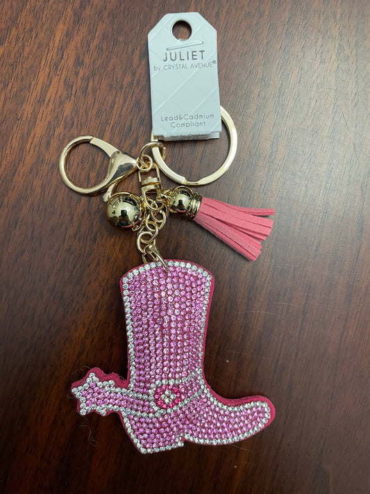 Sparkly Pink Boot Keychain