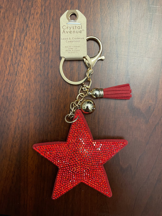 Sparkly Red Star Keychain