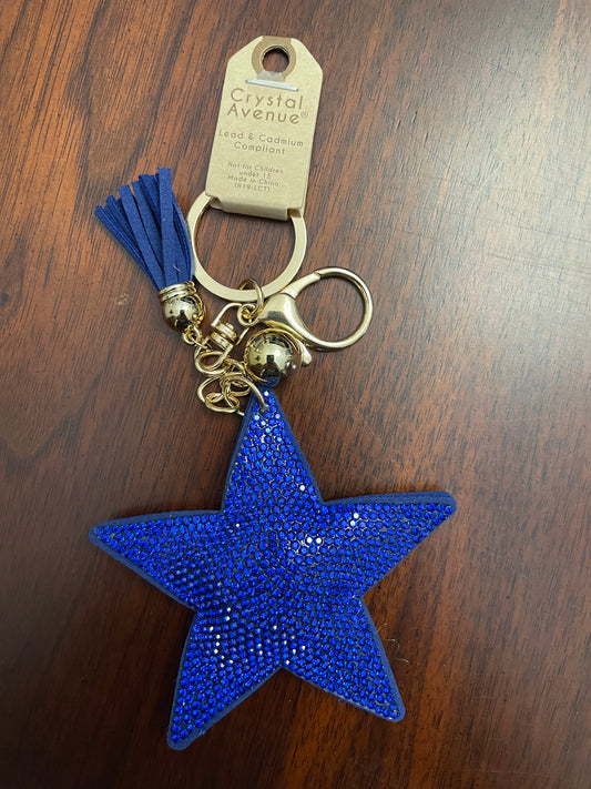 Sparkly Blue Star Keychain