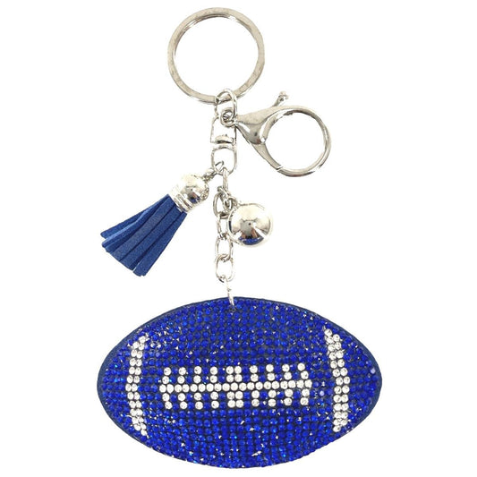 Sparkly Blue Football Keychain