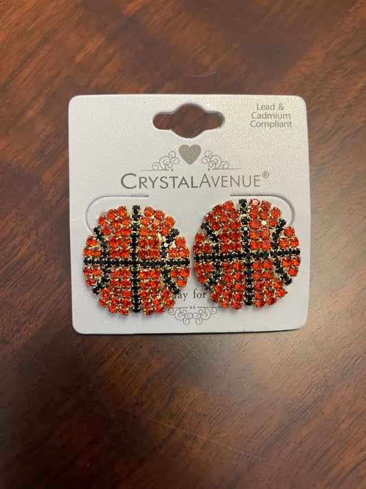 Rhinestone Stud Basketball Earrings