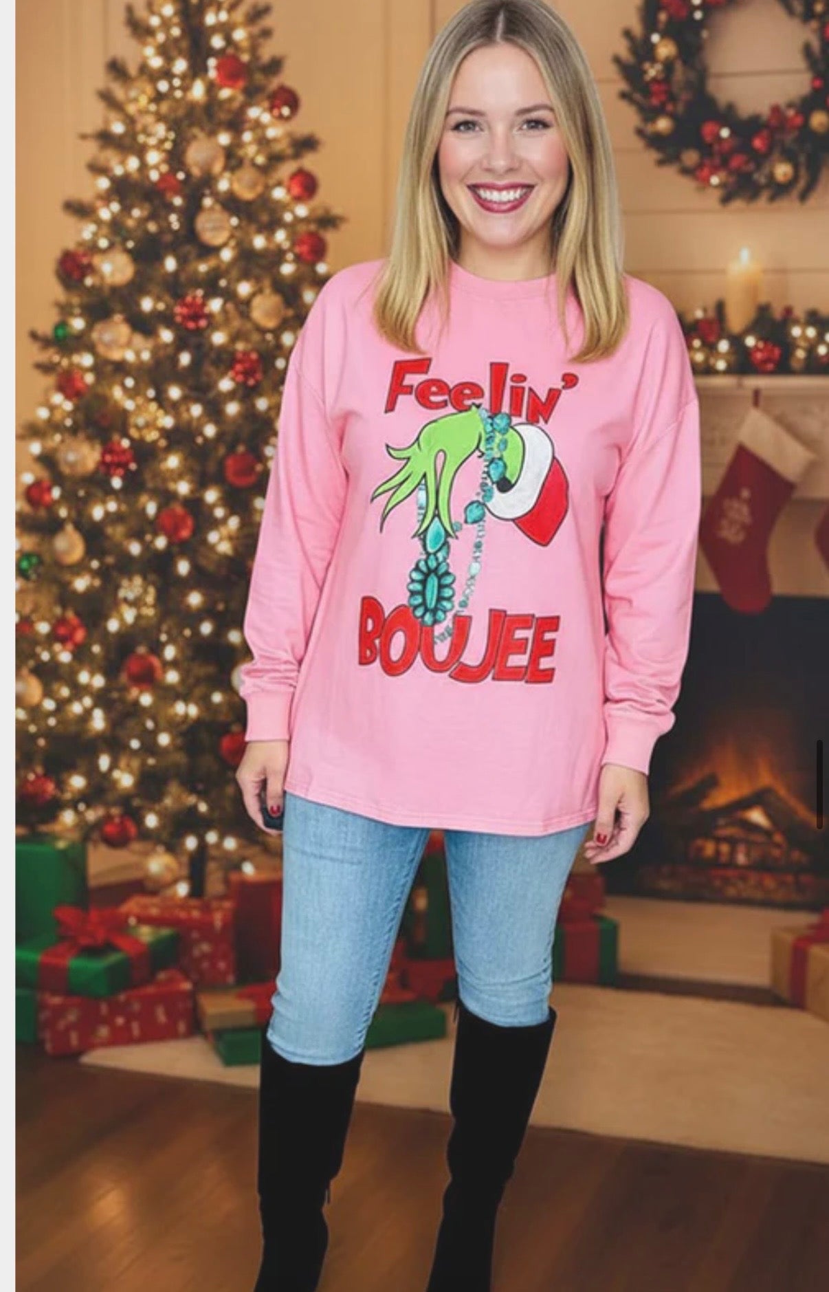 Pink “Feeling Boujee” Sweatshirt