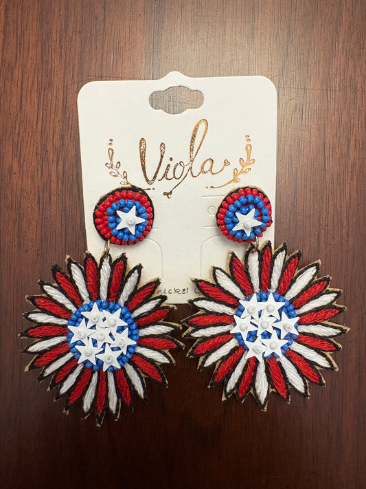 Red, White & Blue Firework Dangle Earrings
