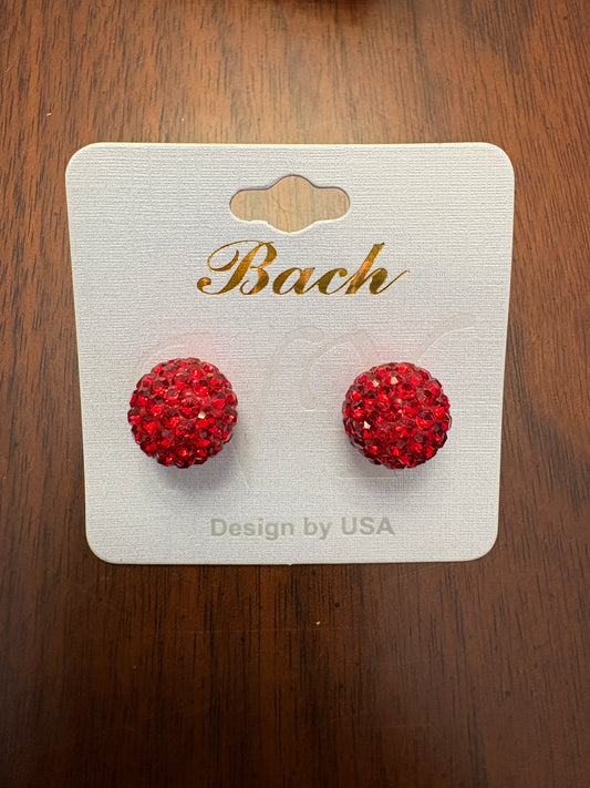 Red Sparkly Round Studs